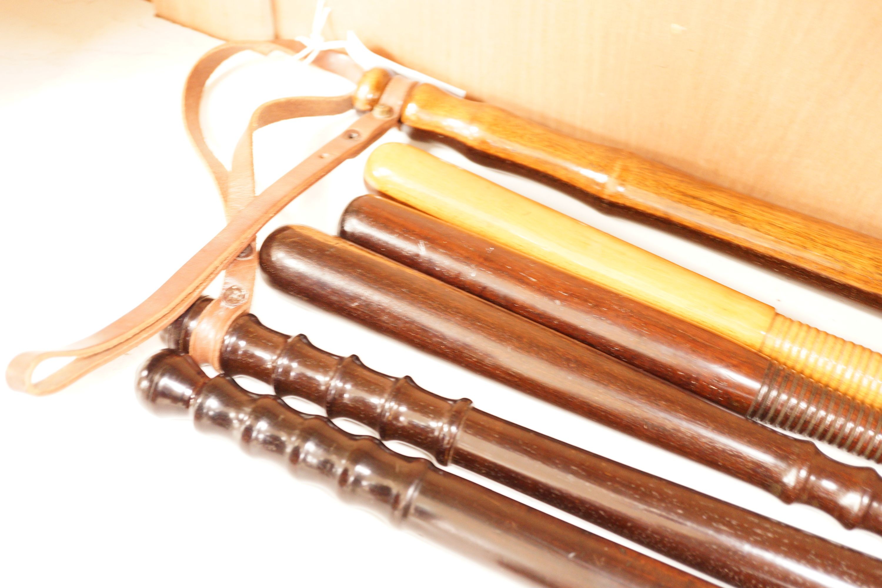 A collection of six assorted 19th century constabulary truncheons in varying woods